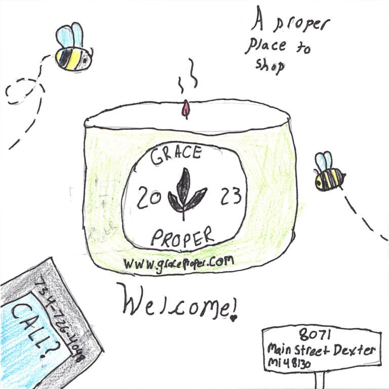 Student drawn ad for Grace Proper