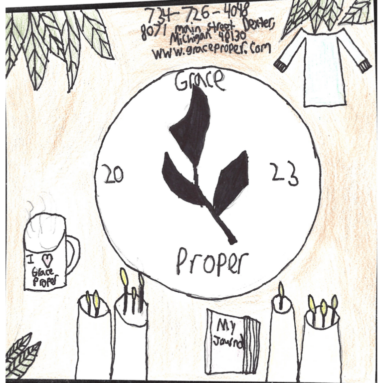 Student drawn ad for Grace Proper