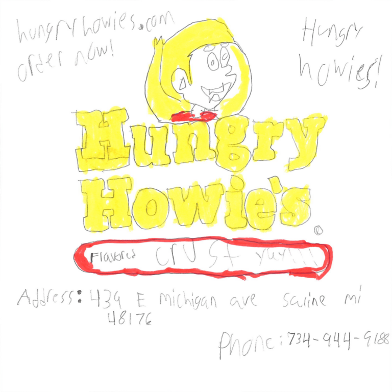 Student drawn ad for Hungry Howie's