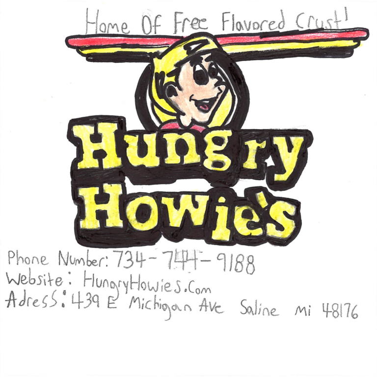 Student drawn ad for Hungry Howie's
