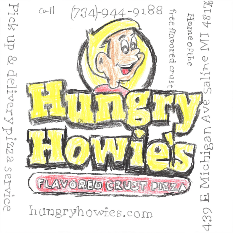 Student drawn ad for Hungry Howie's