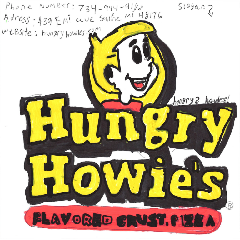 Student drawn ad for Hungry Howie's