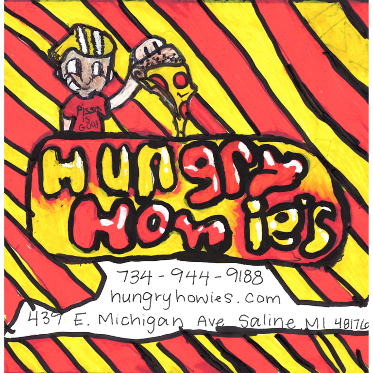 Student drawn ad for Hungry Howie's