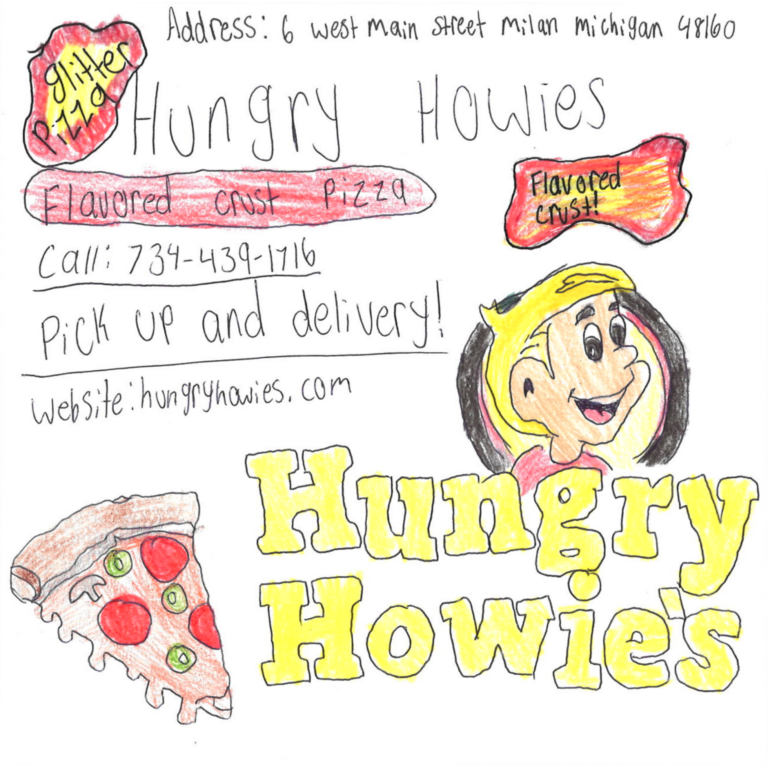 Student drawn ad for Hungry Howie's - Milan