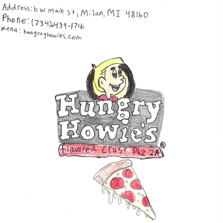 Student drawn ad for Hungry Howie's - Milan
