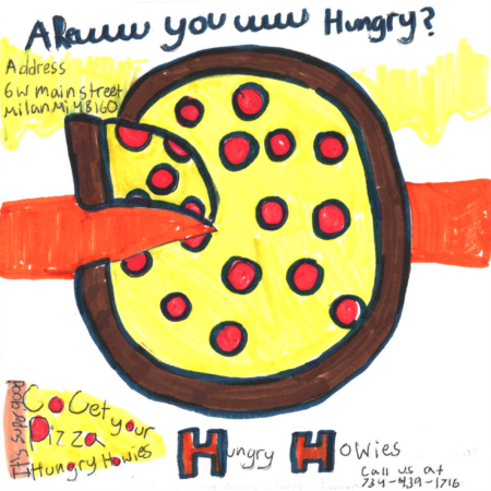 Student drawn ad for Hungry Howie's - Milan