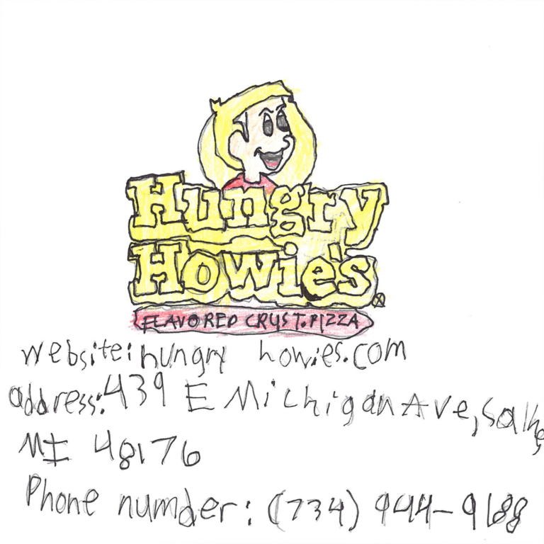 Student drawn ad for Hungry Howie's