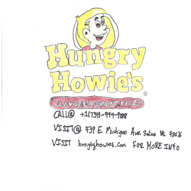 Student drawn ad for Hungry Howie's