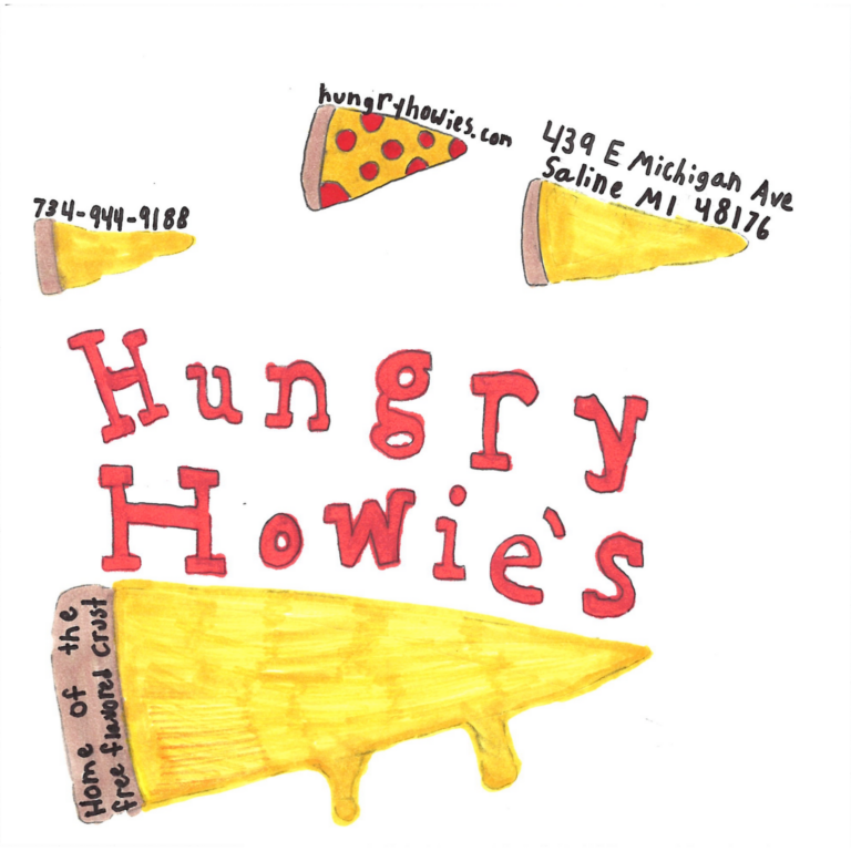 Student drawn ad for Hungry Howie's