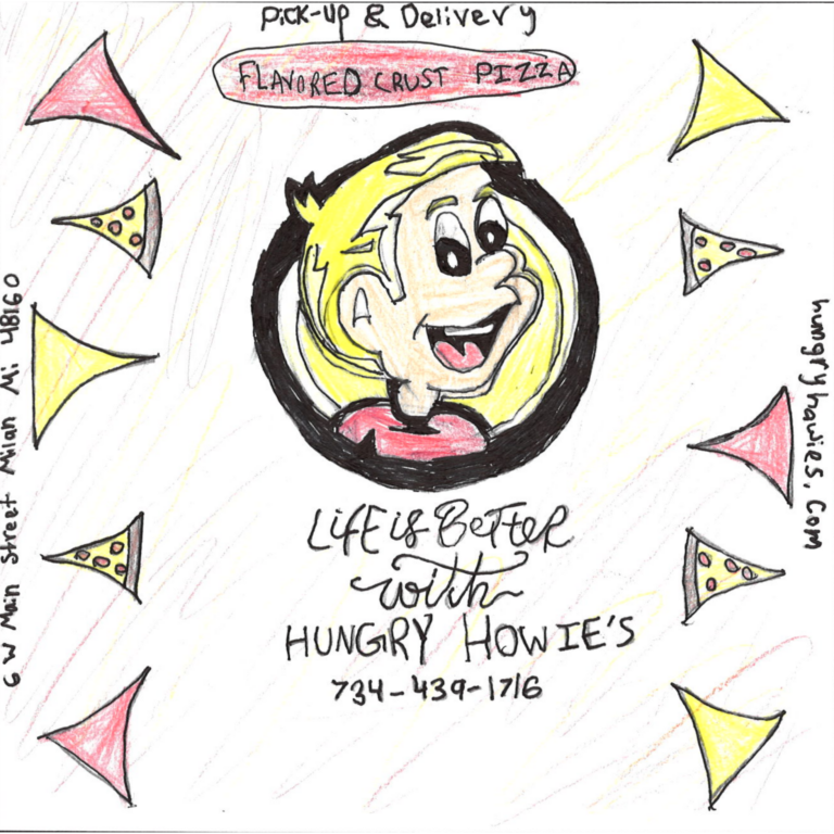 Student drawn ad for Hungry Howie's - Milan