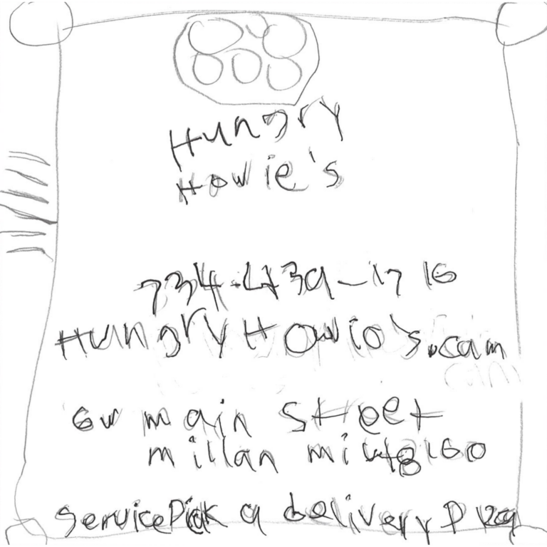 Student drawn ad for Hungry Howie's - Milan