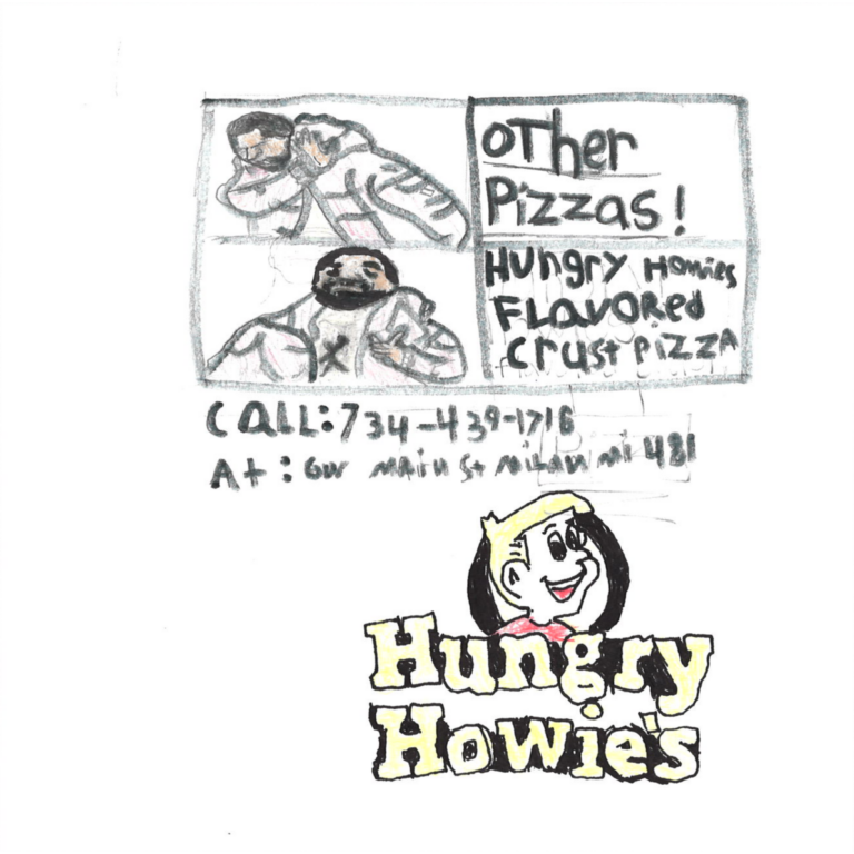 Student drawn ad for Hungry Howie's - Milan
