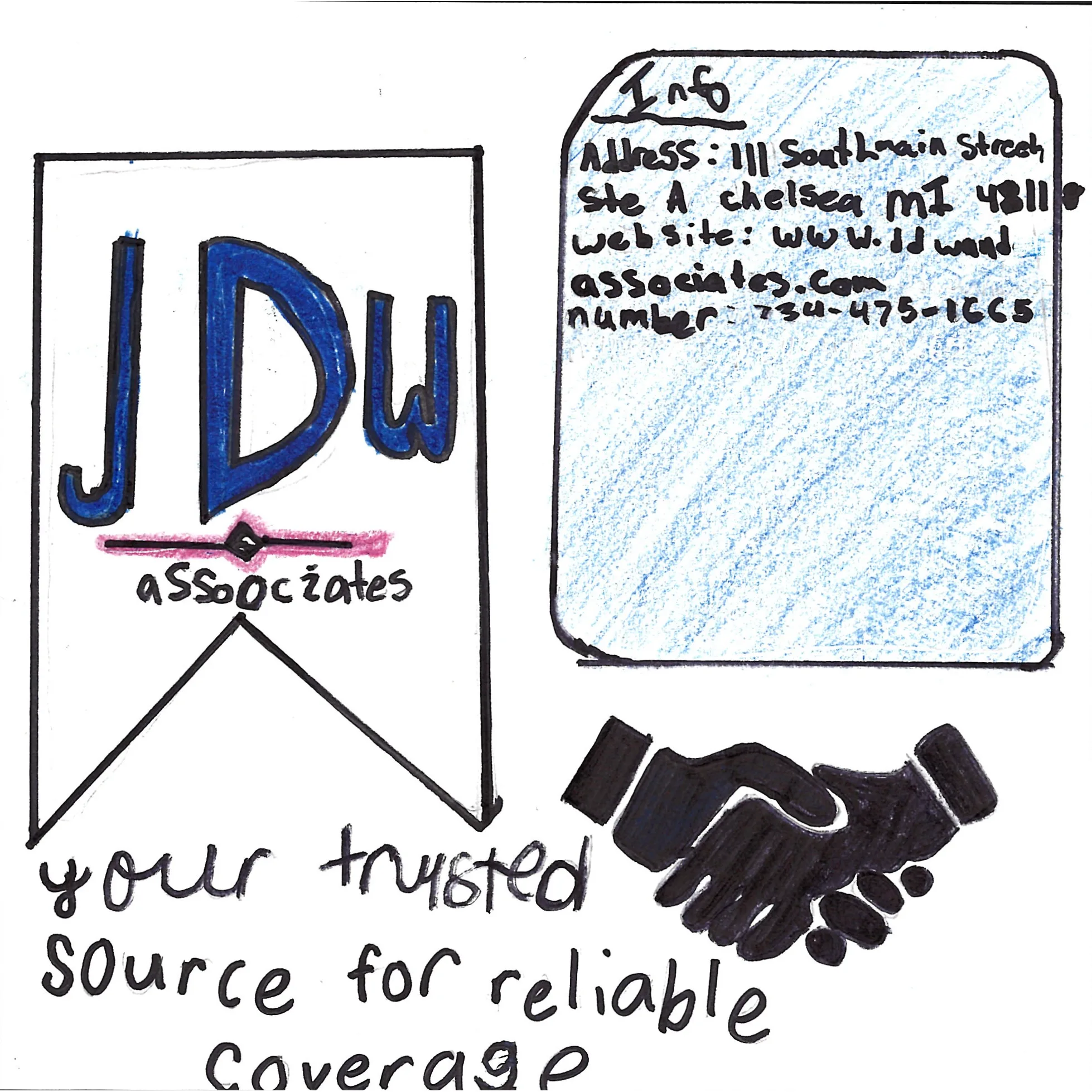 Student drawn ad for JDW Associates