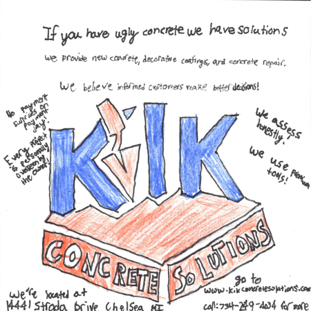 Student drawn ad for KIK Concrete Solutions