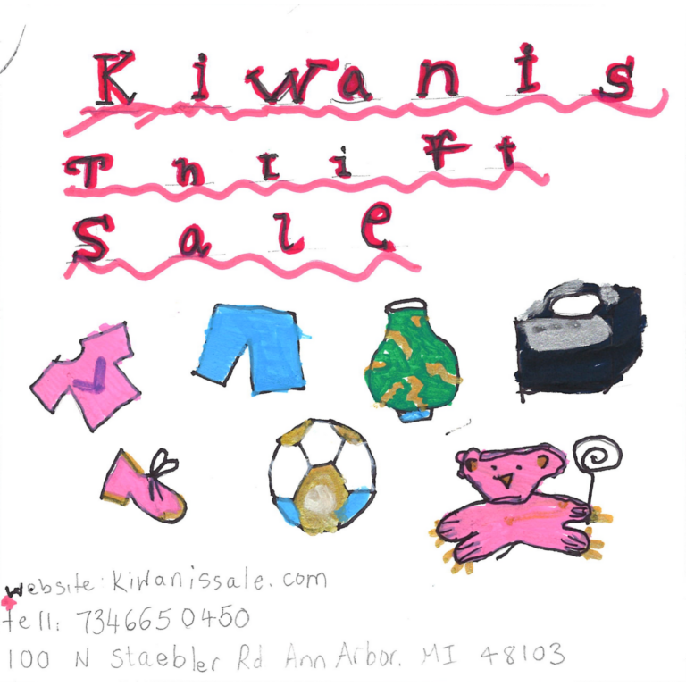 Student drawn ad for Kiwanis Thrift