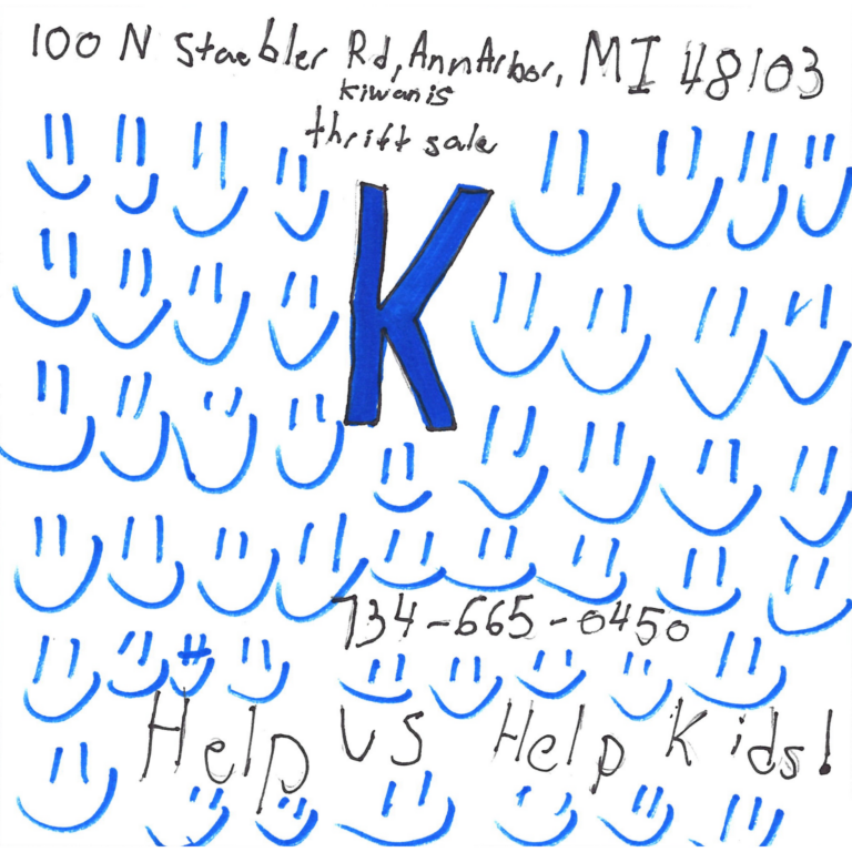 Student drawn ad for Kiwanis Thrift