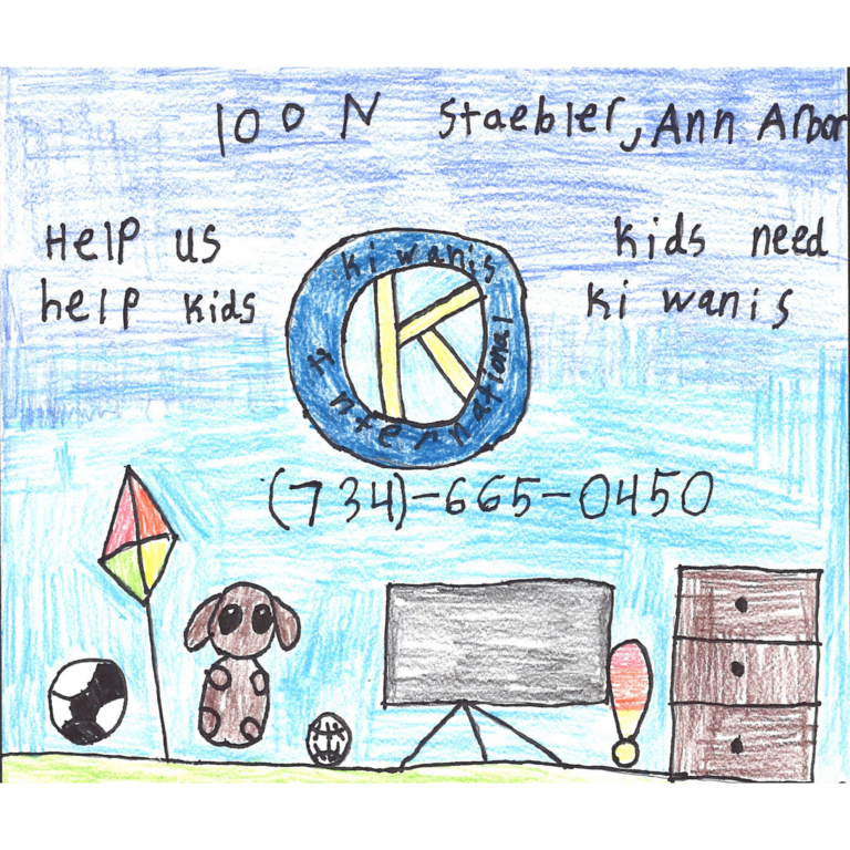 Student drawn ad for Kiwanis Thrift