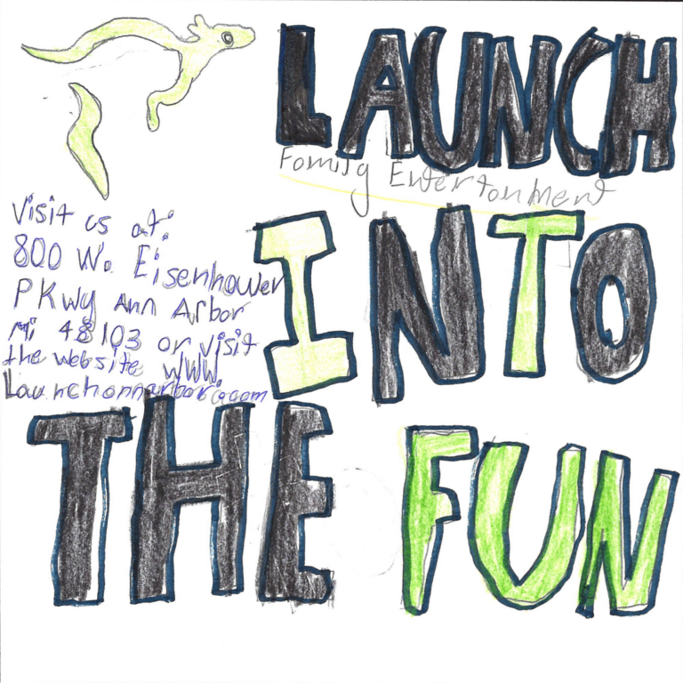 Student drawn ad for Launch