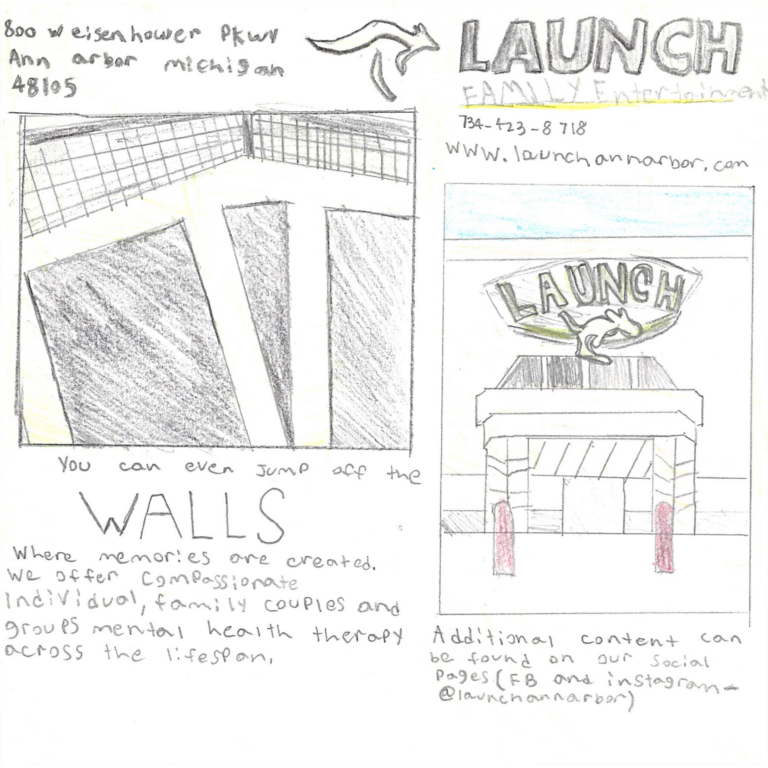 Student drawn ad for Launch