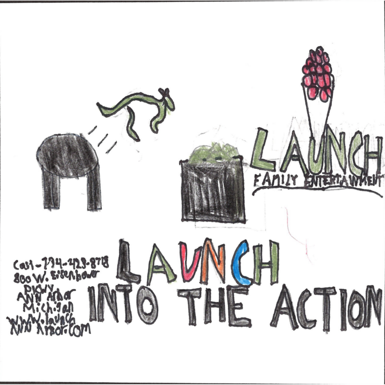 Student drawn ad for Launch