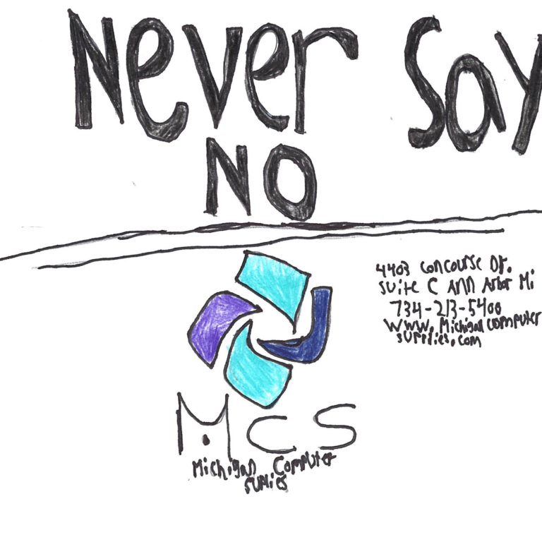 Student drawn ad for Michigan Computer Supplies