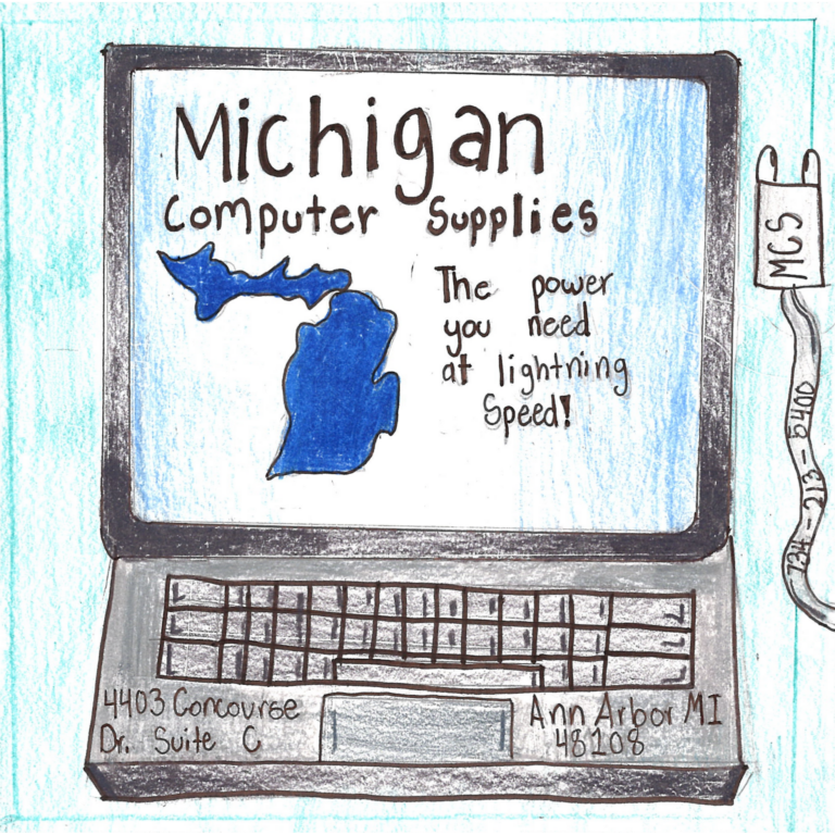 Student drawn ad for Michigan Computer Supplies