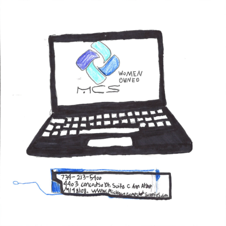 Student drawn ad for Michigan Computer Supplies