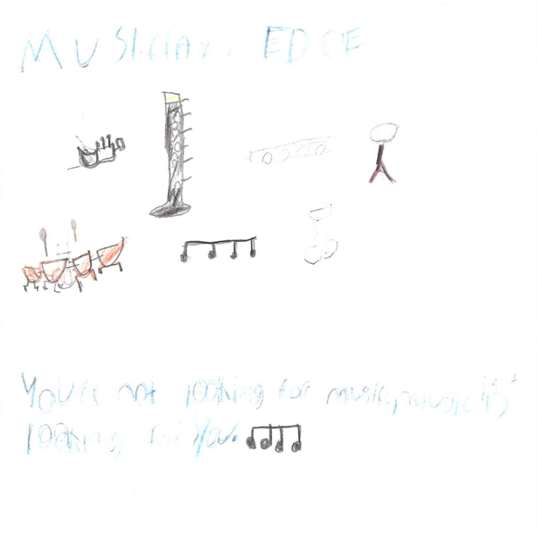 Student drawn ad for Musician's Edge