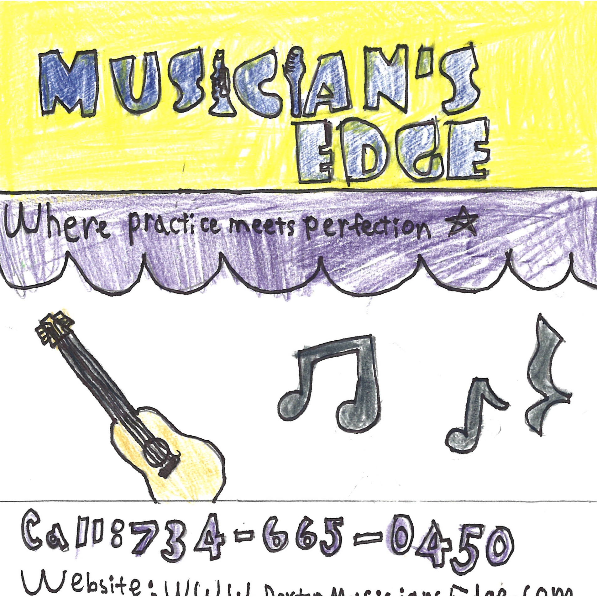 Student drawn ad for Musician's Edge