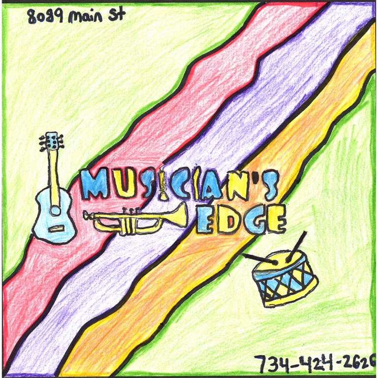 Student drawn ad for Musician's Edge