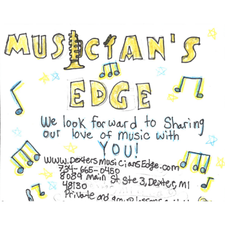 Student drawn ad for Musician's Edge