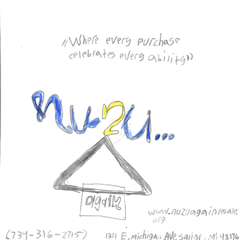 Student drawn ad for Nu2U Again Resale Shop