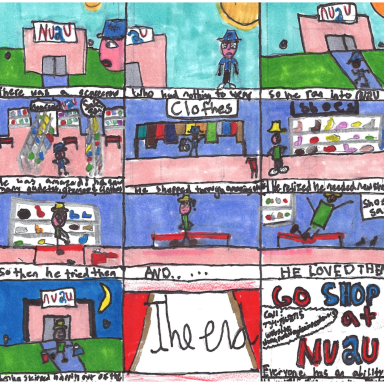 Student drawn ad for Nu2U Again Resale Shop