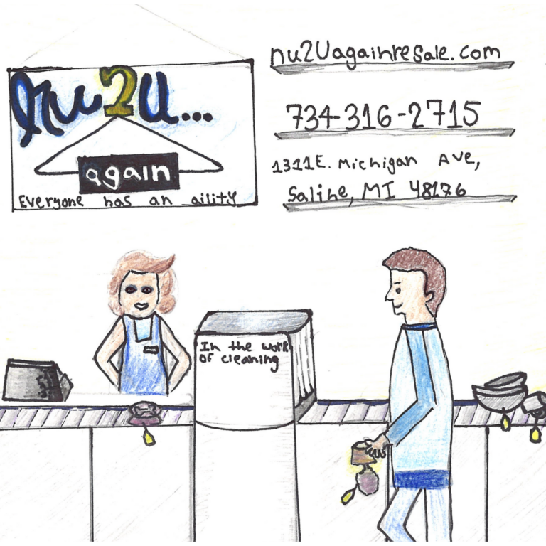 Student drawn ad for Nu2U Again Resale Shop