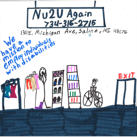 Student drawn ad for Nu2U Again Resale Shop