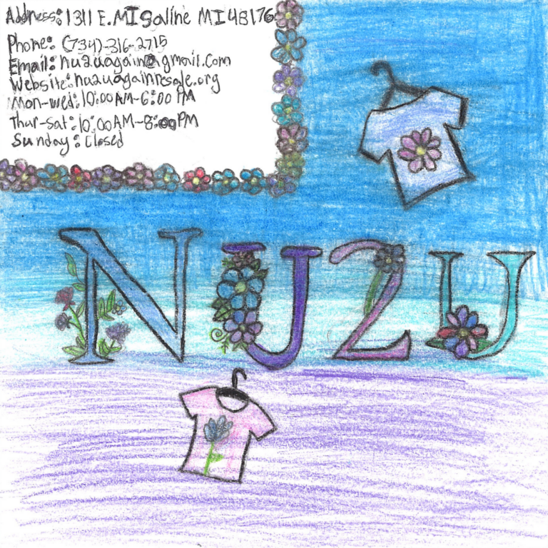 Student drawn ad for Nu2U Again Resale Shop