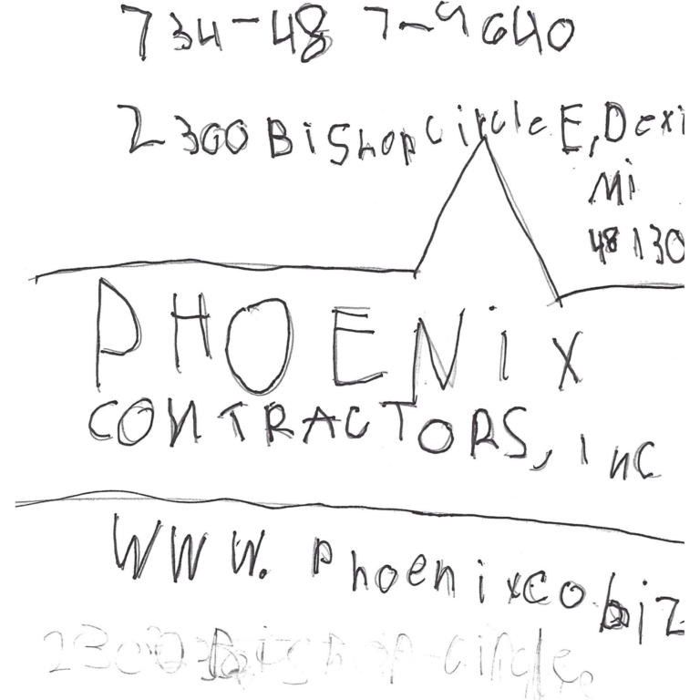 Student drawn ad for Phoenix Contractors, Inc.