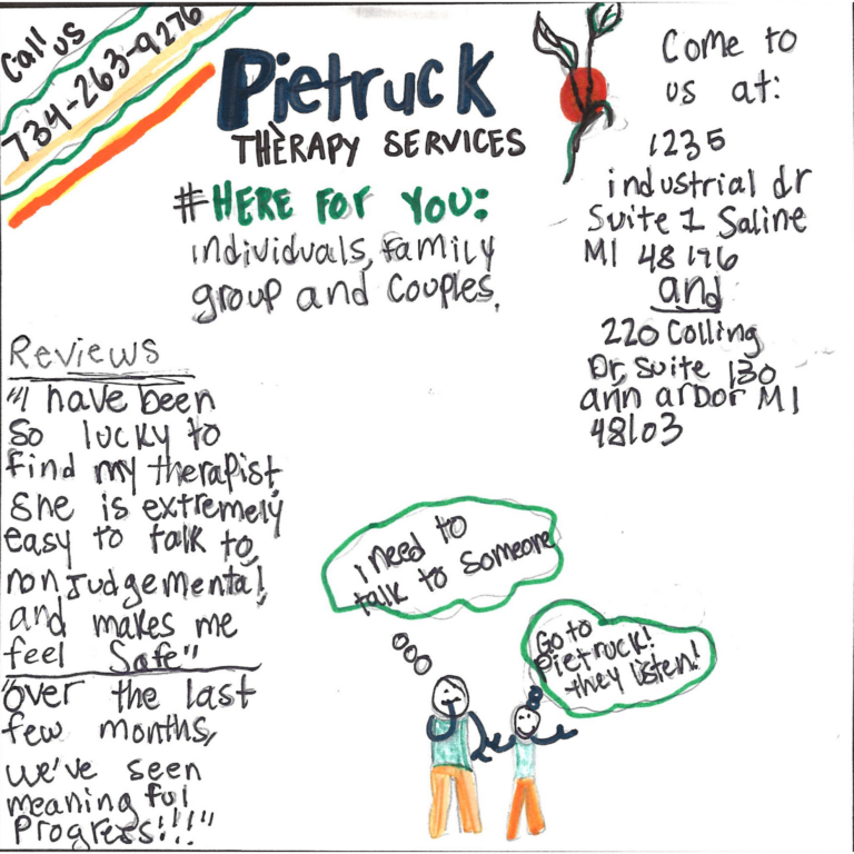 Student drawn ad for Peitruck Therapy Services