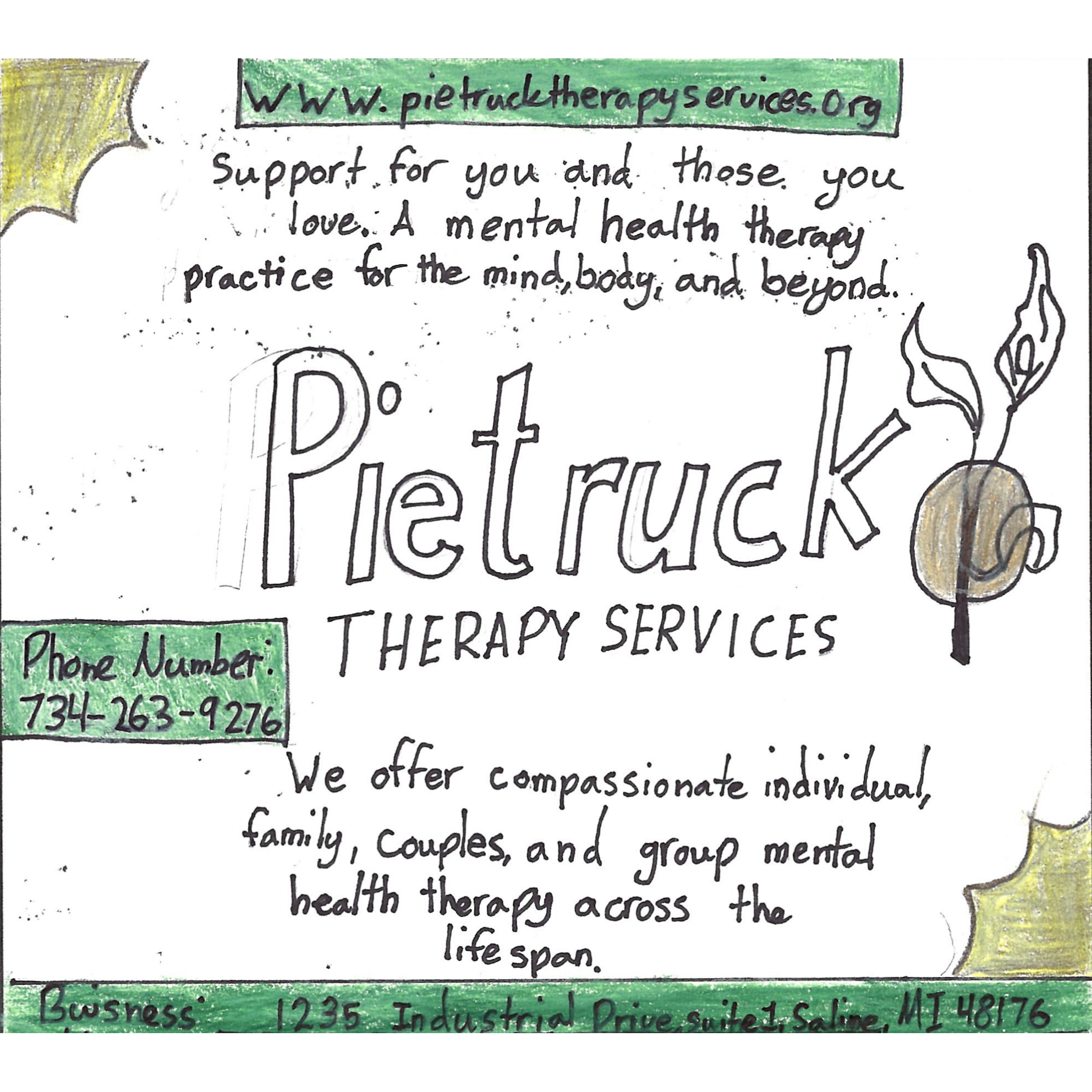 Student drawn ad for Peitruck Therapy Services