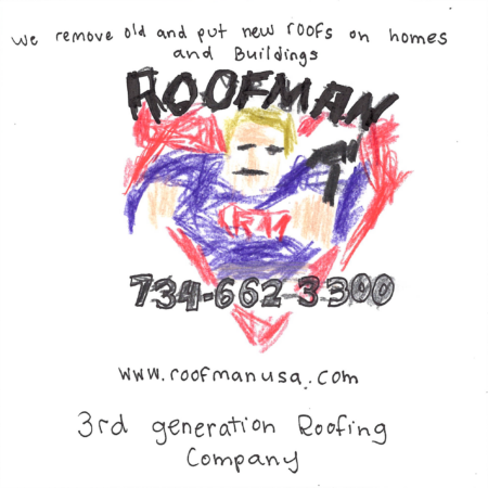 Student drawn ad for Roofman USA