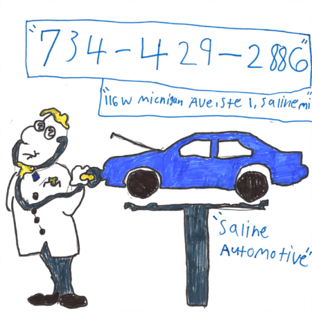 Student drawn ad for Saline Automotive