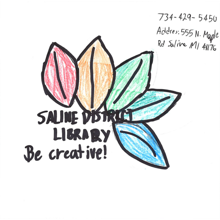 Student drawn ad for Saline District Library