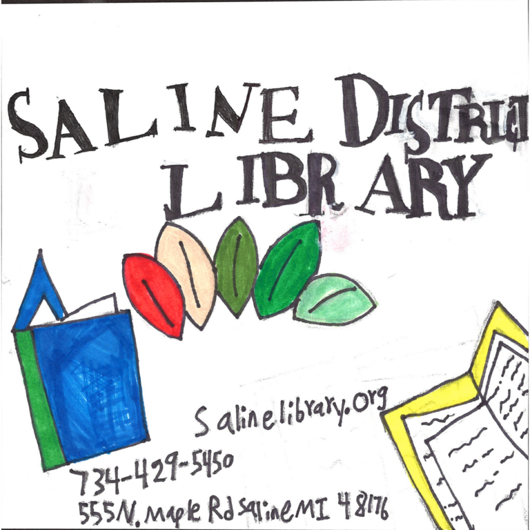 Student drawn ad for Saline District Library