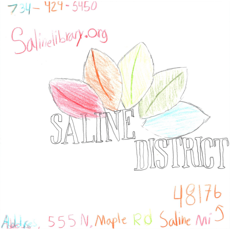 Student drawn ad for Saline District Library
