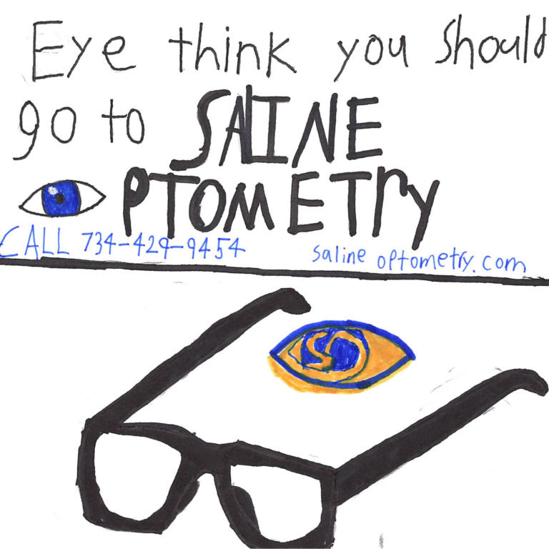 Student drawn ad for Saline Optometry