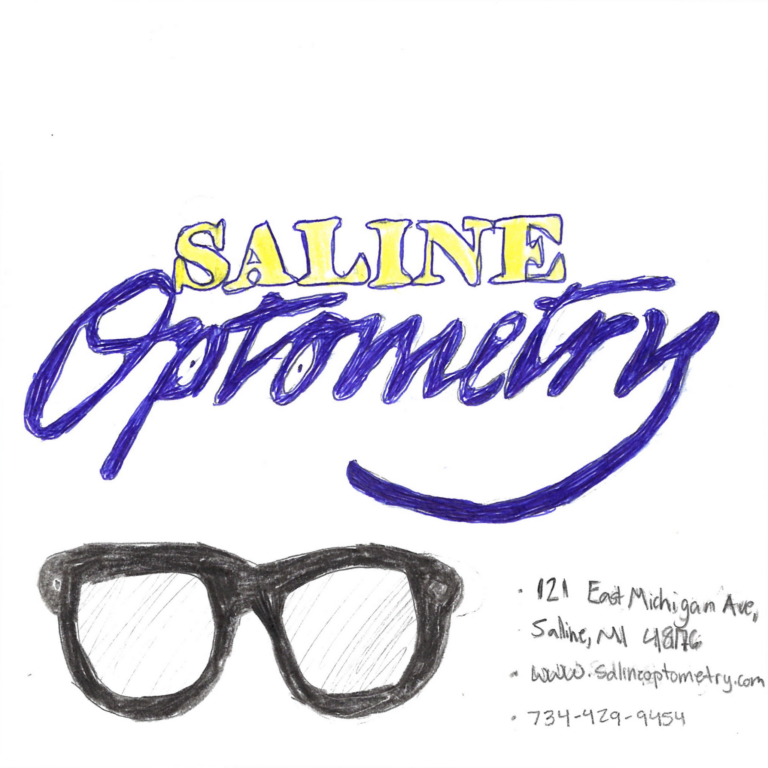 Student drawn ad for Saline Optometry
