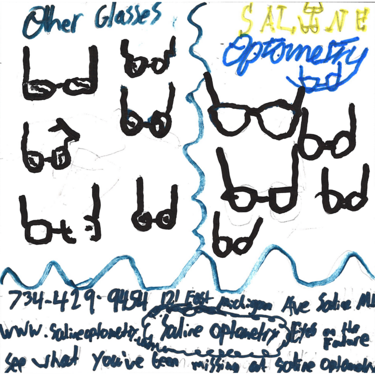 Student drawn ad for Saline Optometry