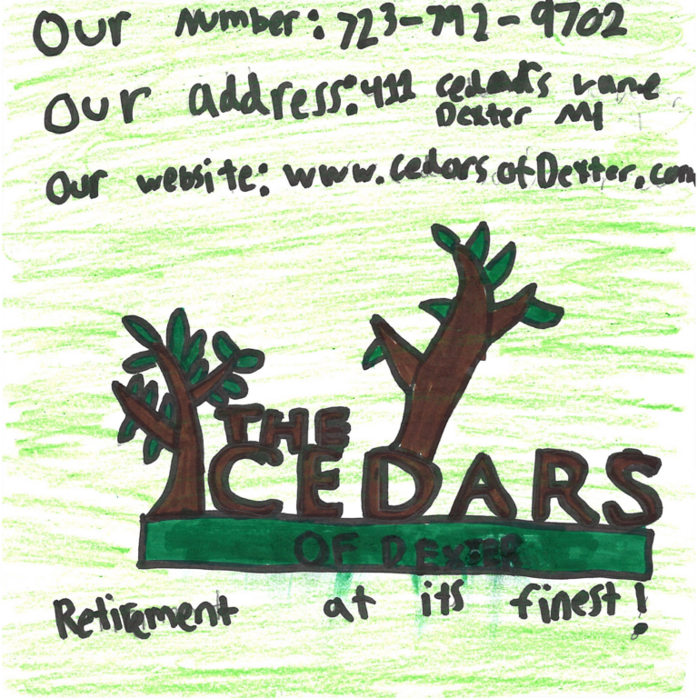 Student drawn ad for The Cedars of Dexter