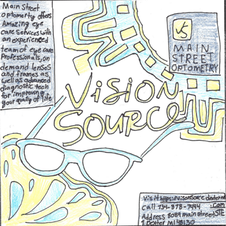 Student drawn ad for Main Street Optometry - Vision Source
