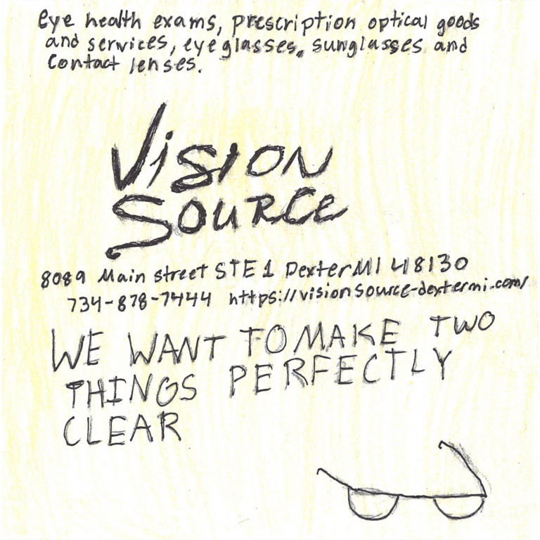 Student drawn ad for Main Street Optometry - Vision Source